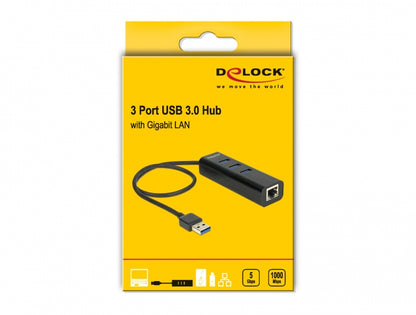 DELOCK USB-HUB 3-Port USB3.0, +1x Gigabit LAN