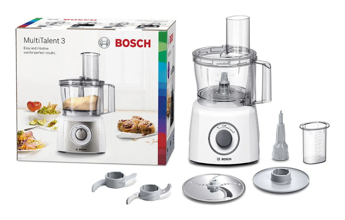 Πολυκόπτης τροφίμων Bosch MCM3100W ισχύος 800 W με χωρητικότητα 2,3 λίτρα σε λευκό χρώμα