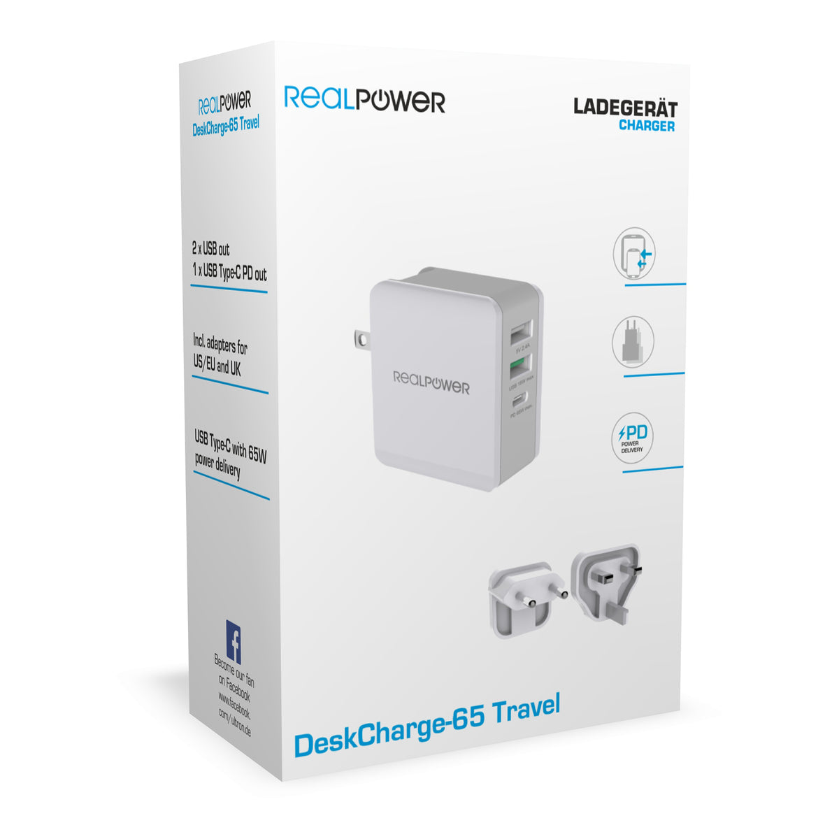 RealPower Ladegerät DeskCharge-65 Travel 65W