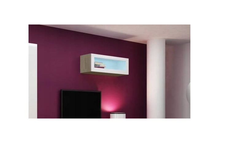 Ντουλάπι Cama VIGO "90" με γυαλί, διαστάσεις 90/35/32 εκ., φινίρισμα σονόμα/λευκή γυαλιστερή επιφάνεια