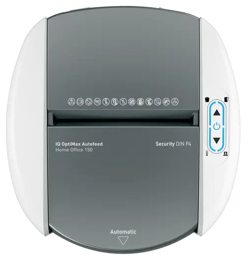 Leitz IQ Optimax AutoFeed 150 Paper Shredder, P4, 150-sheet Auto-Feed, 15 L Bin