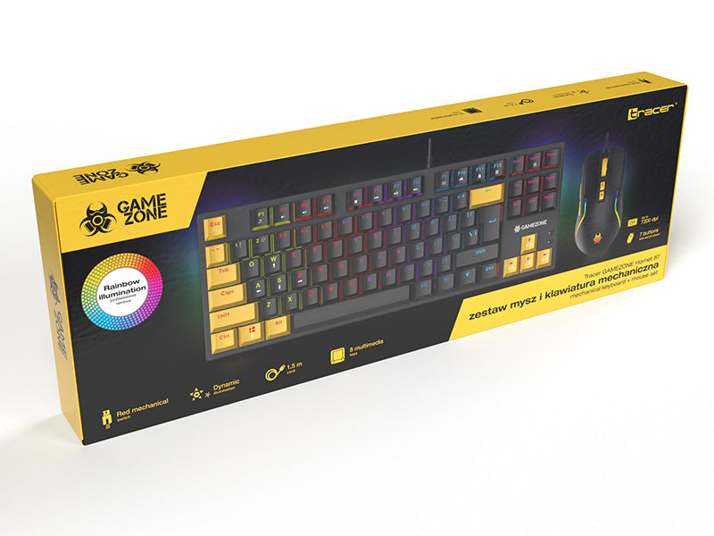 Tracer HORNET 87 keyboard Mouse included Gaming USB QWERTY English Black, Yellow