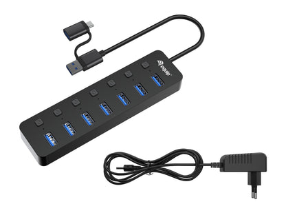 Equip 7-Port USB-A3.2-Hub->7xUSB-A 3.2 +USB-C Adapter  5Gbps