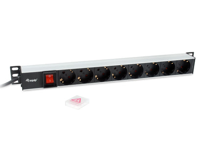 Equip 19" Steckdosenleiste CEE7/7 90°->8xSchuko+Switch  Alu.