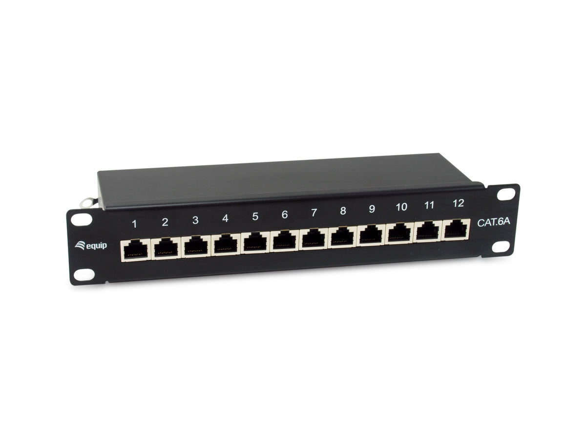 Equip 10" Patchpanel 12xRJ45 Cat6a FTP 1U     500MHz RAL9005