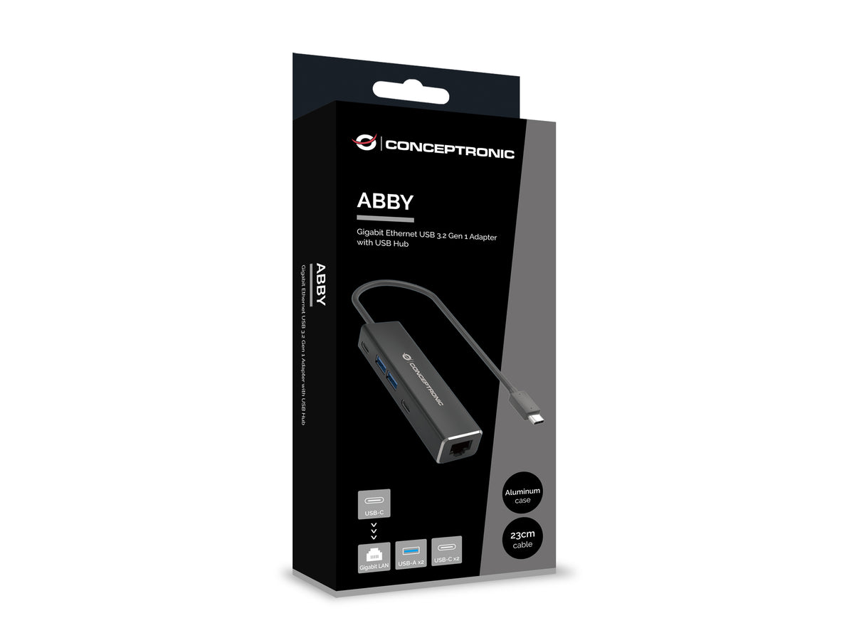 CONCEPTRONIC Adapter USB-C3.2->GbE/2xC/2xA     5Gbs 0.14m sw