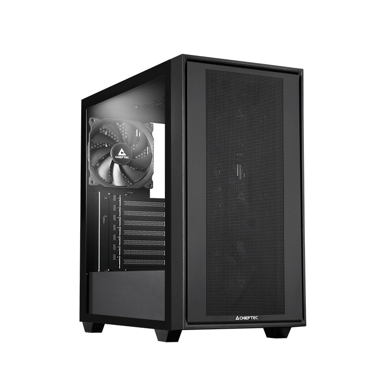 Chieftec Midi Tower GS-03B-BLK-OP, Schwarz Black