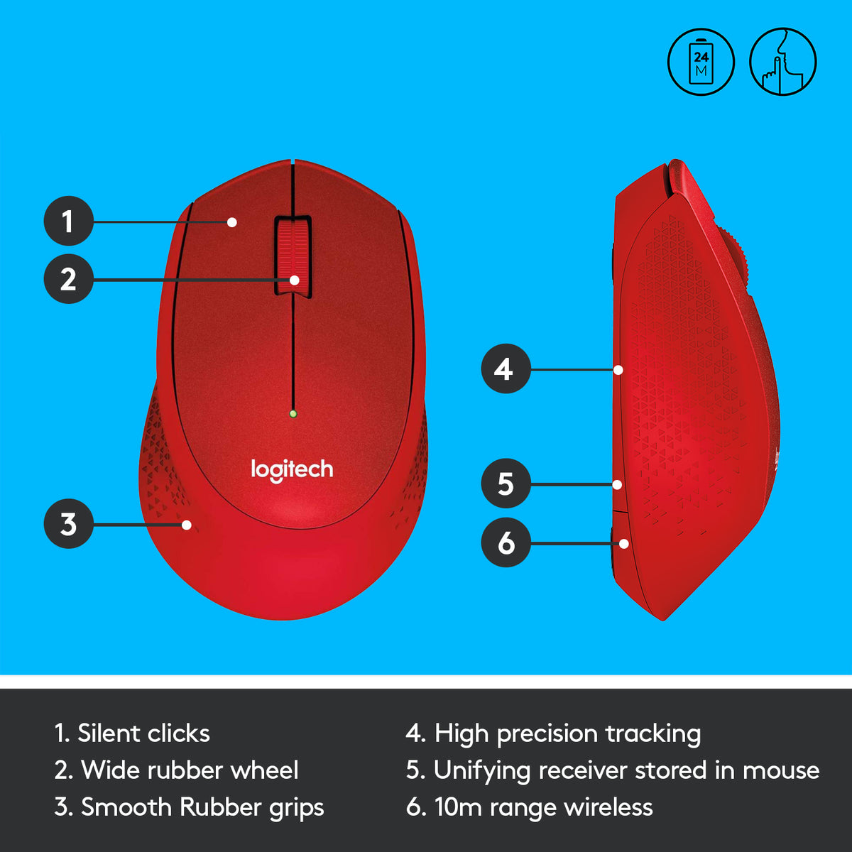 Logitech M330 Silent Plus — Red