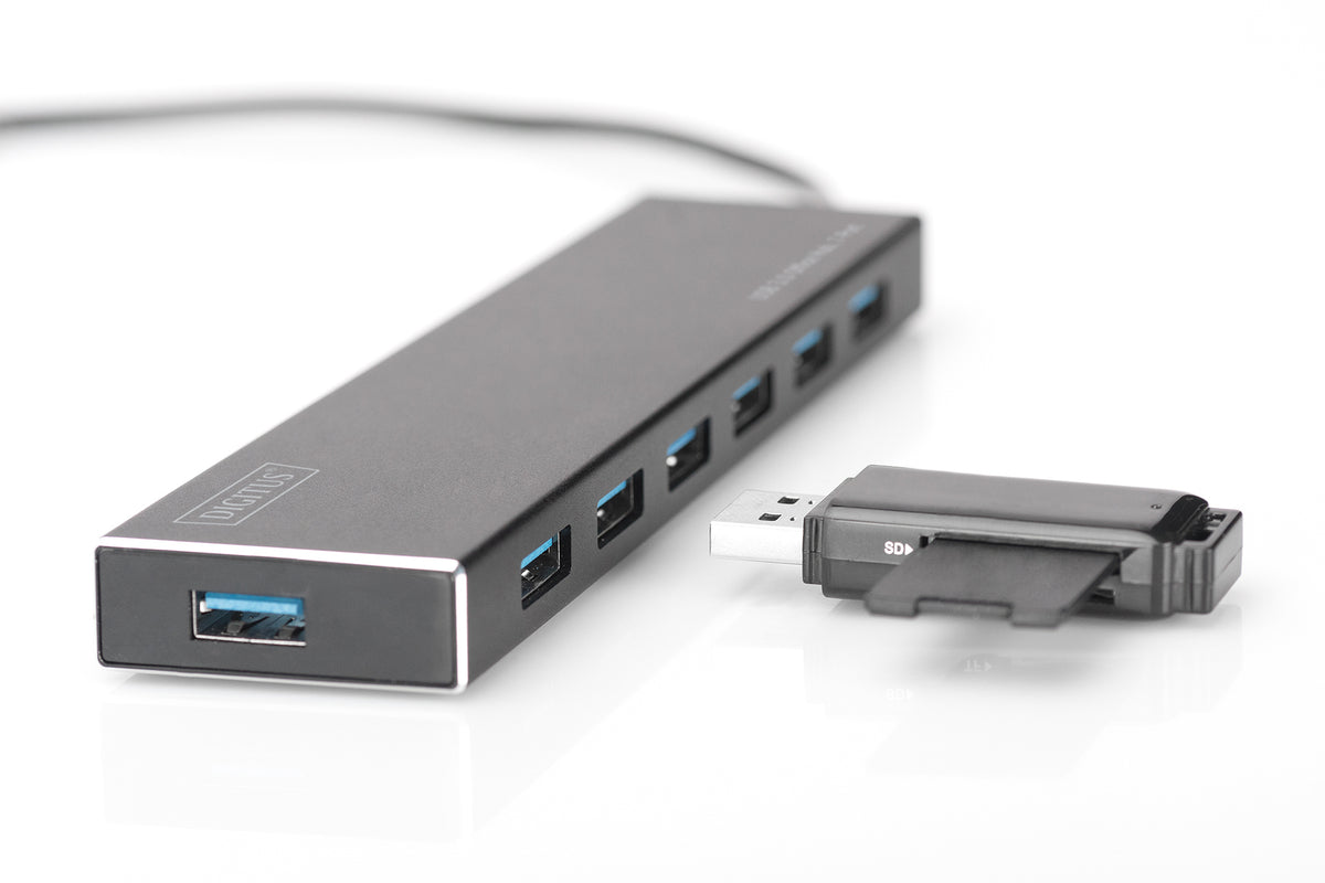 DIGITUS USB-Hub    7-Port 3.0->7xA3.0 m.Netzteil     schwarz