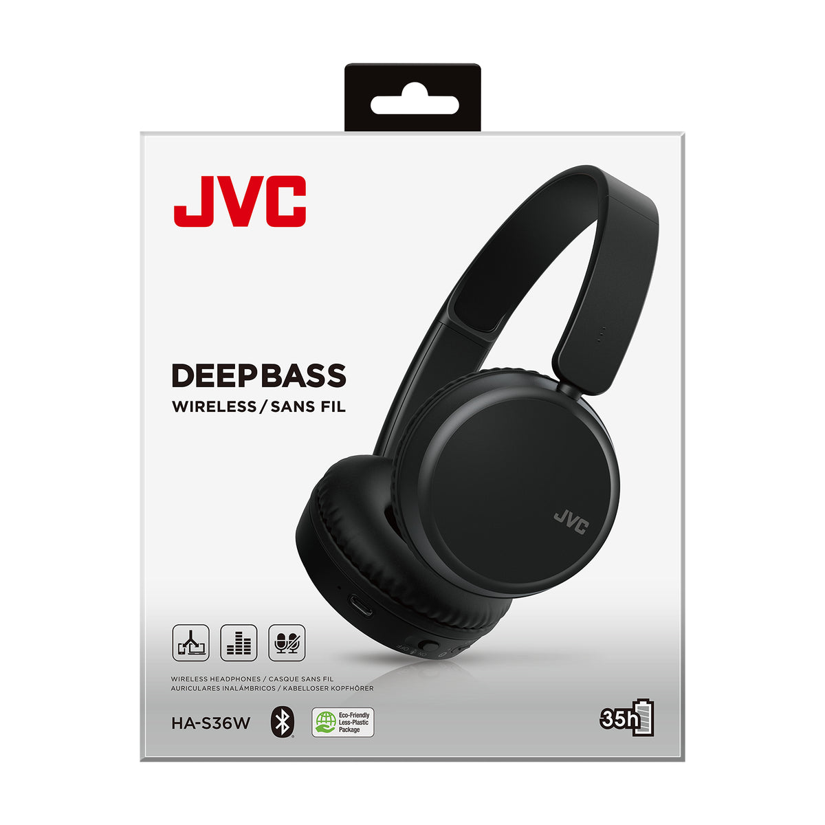 JVC HA-S36W Wireless Headband Headphones with Bluetooth for Calls and Music, Black