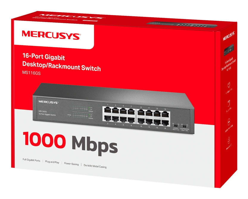 Διακόπτης Δικτύου Mercusys MS116GS Μαύρος