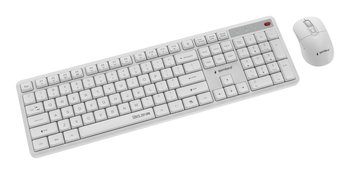Gembird KBS-WMS-01-W Silent key Pro Business wireless desktop set, white, US layout