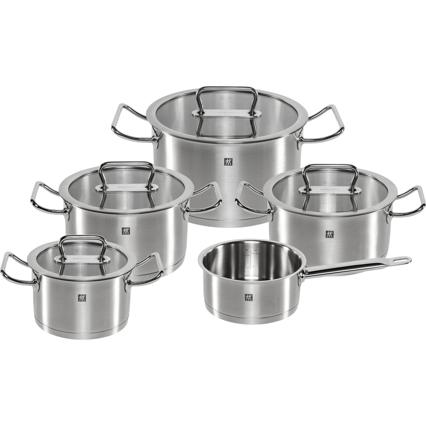Zwilling Pro Σετ Κατσαρολών 5 τεμαχίων Σετ Μαγειρικών Σκευών Ανοξείδωτο Ατσάλι Ασημί