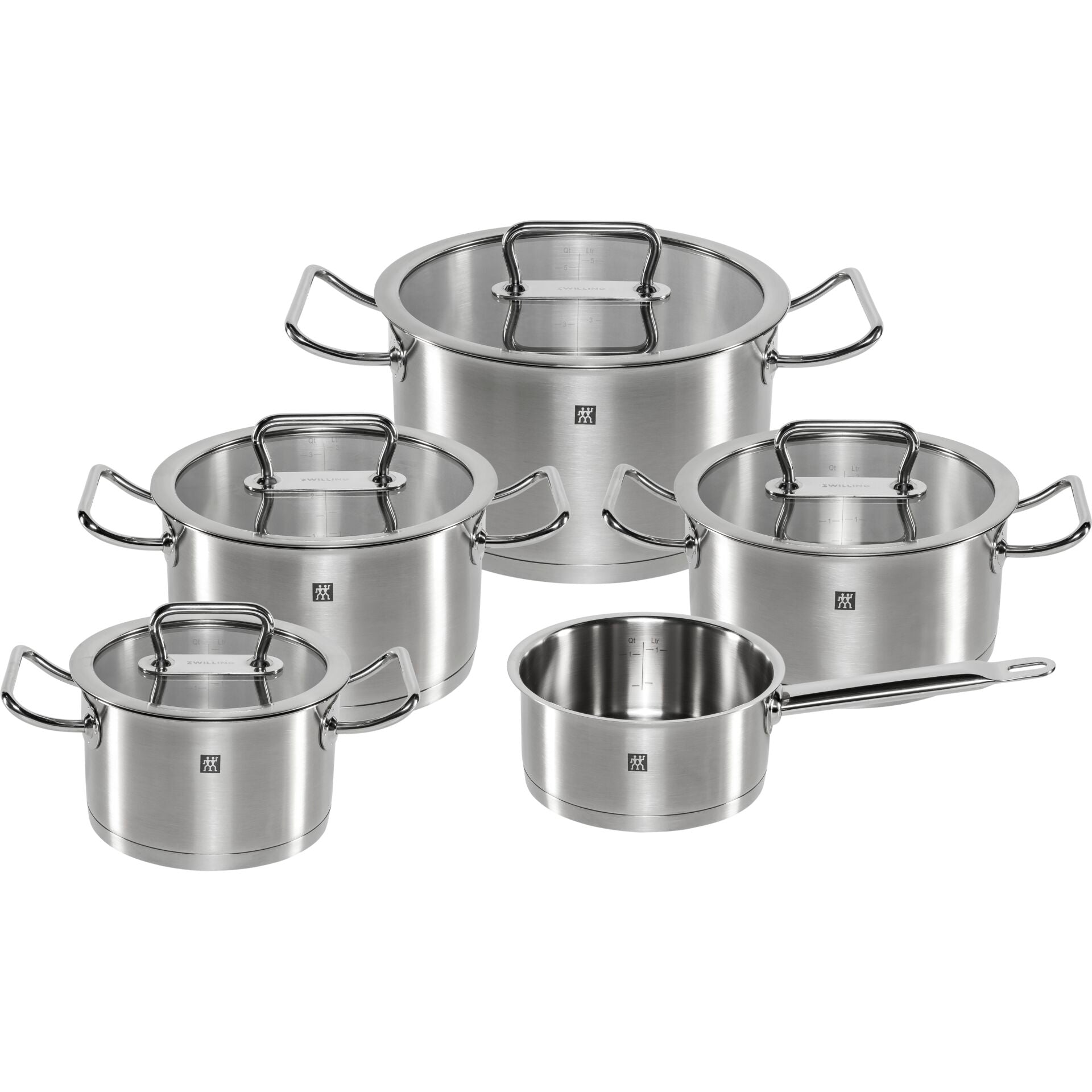Zwilling Pro Σετ Κατσαρολών 5 τεμαχίων Σετ Μαγειρικών Σκευών Ανοξείδωτο Ατσάλι Ασημί