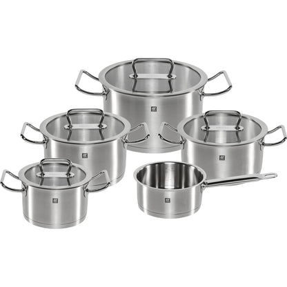 Zwilling Pro Σετ Κατσαρολών 5 τεμαχίων Σετ Μαγειρικών Σκευών Ανοξείδωτο Ατσάλι Ασημί