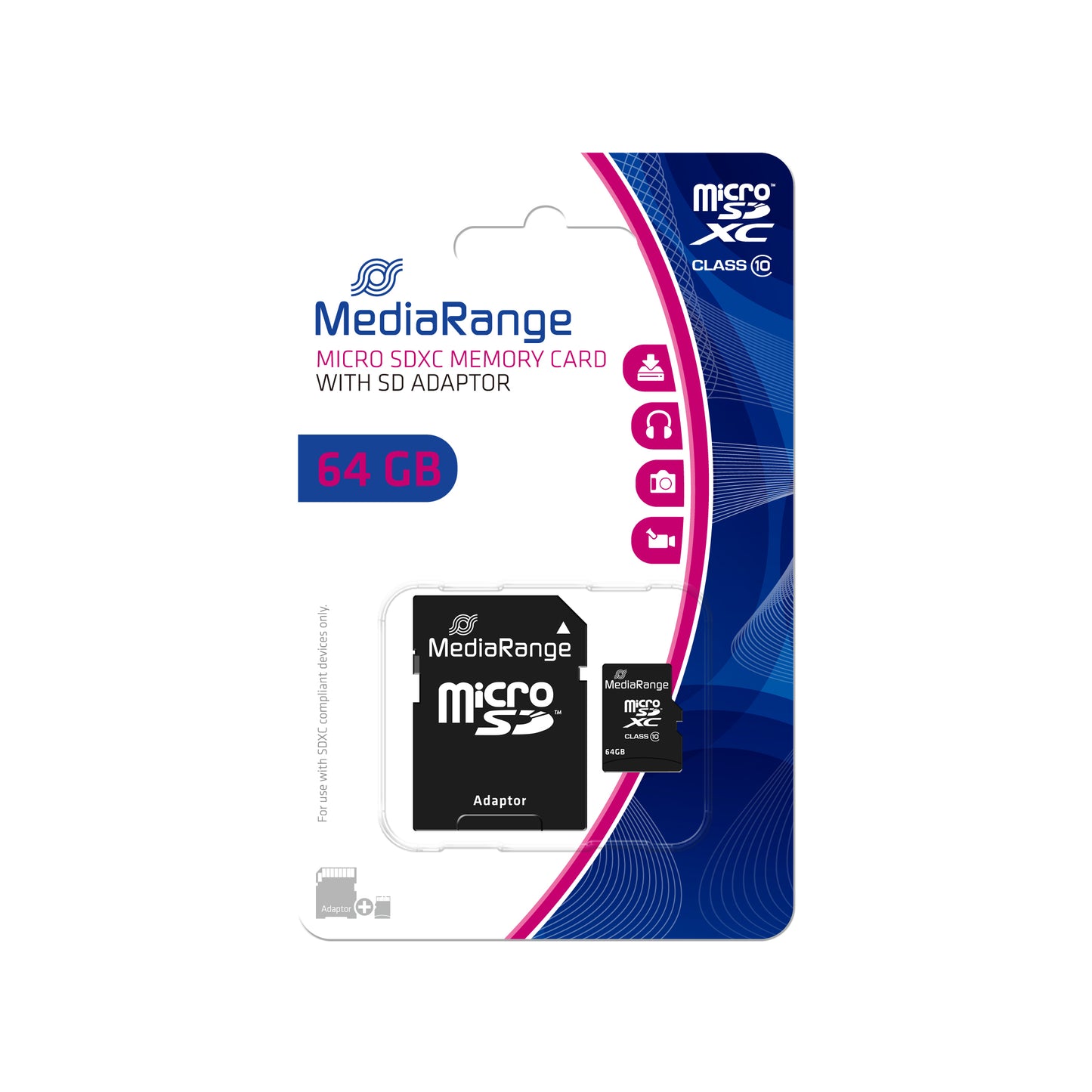 64 GB microSDXC (schwarz, Class 10)