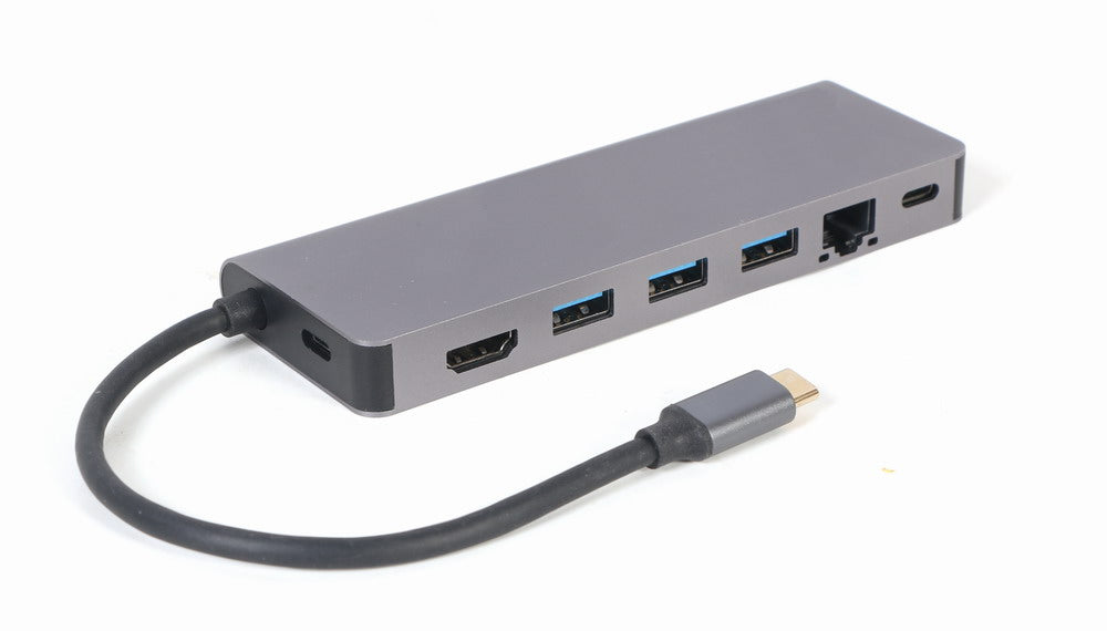 Gembird A-CM-COMBO5-05 USB Type-C 5-in-1 Multi-Port Adapter (Hub + HDMI + PD + Card Reader + LAN)