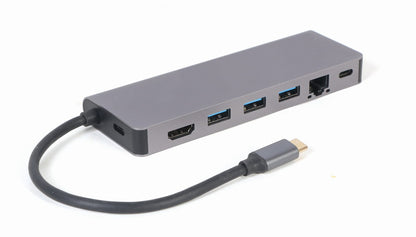 Gembird A-CM-COMBO5-05 USB Type-C 5-in-1 Multi-Port Adapter (Hub + HDMI + PD + Card Reader + LAN)