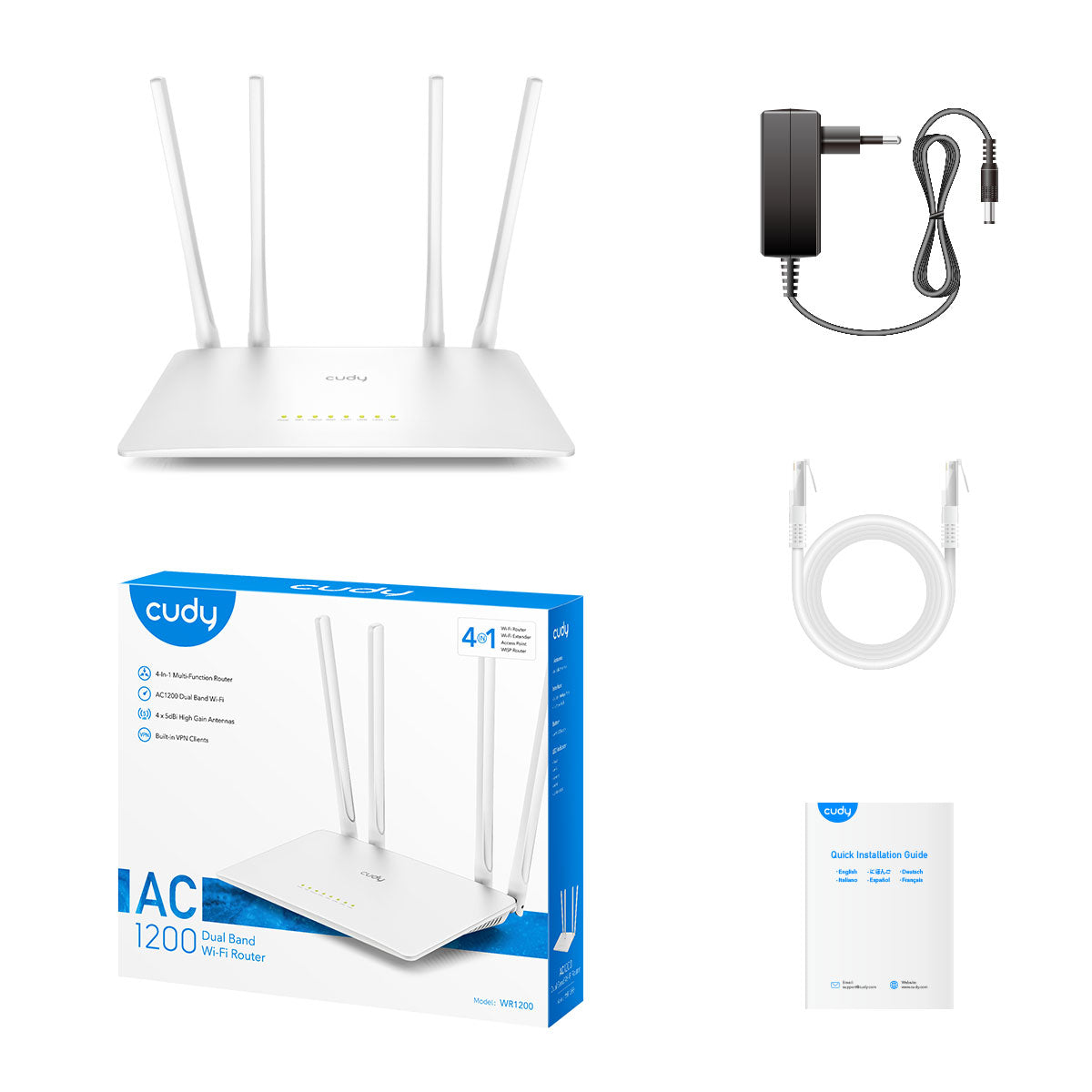 Cudy WR1200 Wireless Router Fast Ethernet Dual-band (2.4 GHz / 5 GHz) White
