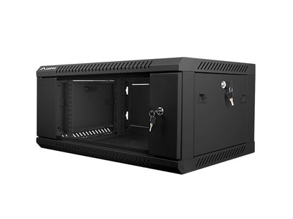 Lanberg 19" Wall-Mounted Installation Cabinet 4U 600x450mm Black with Glass Door