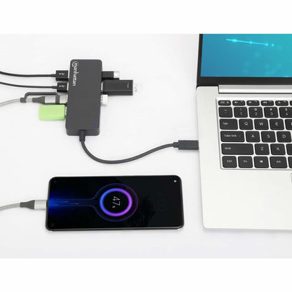 MANHATTAN 7-Port USB Hub USB-C Plug to USB-A Ports 5 Gbit/s Black
