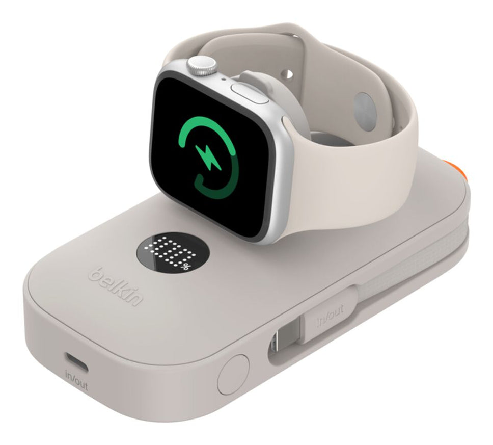 Belkin Powerbank 10,000mAh 45W with Apple Watch Charger — Sand (BPD012hqSA)