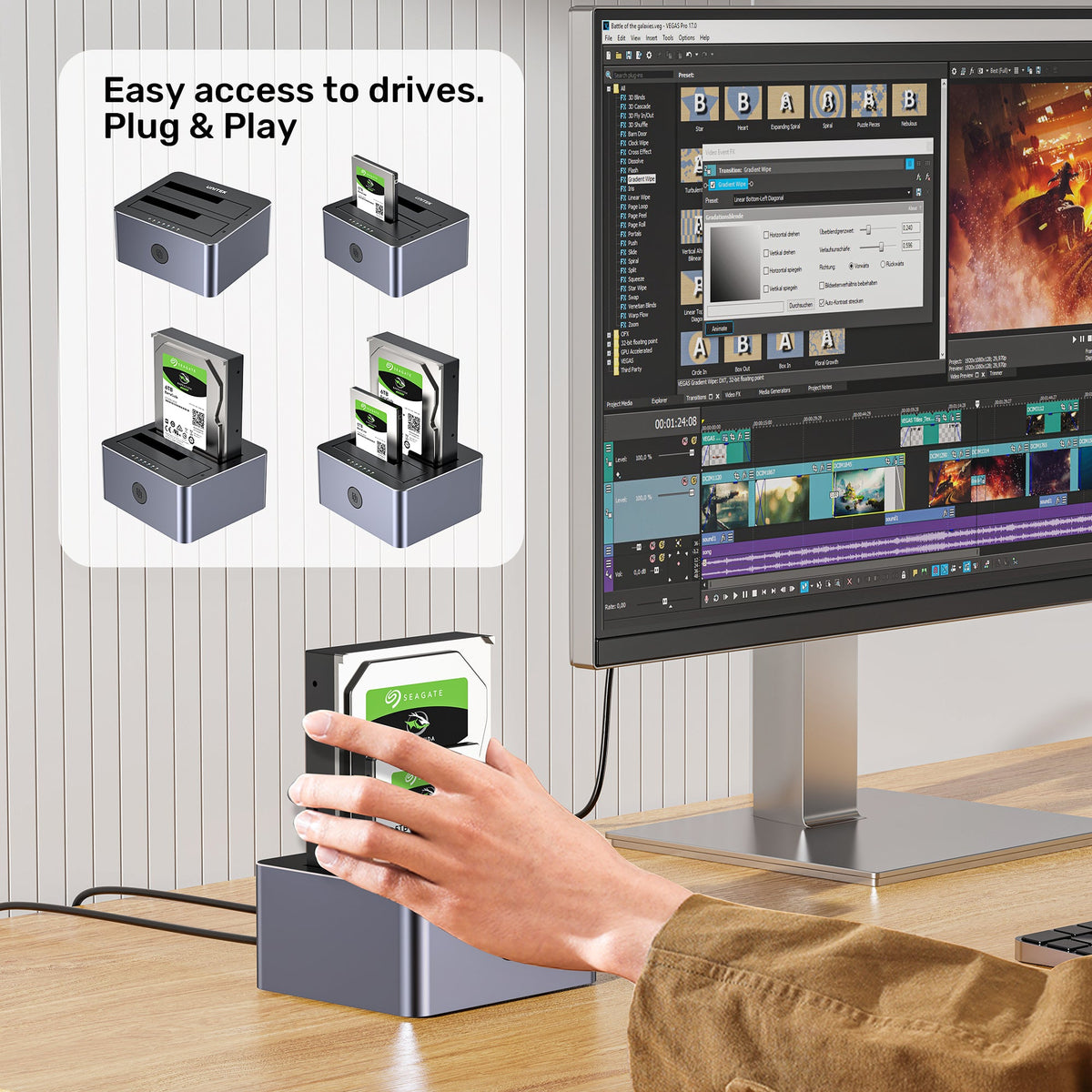 UNITEK CLONING STATION 2X SATA 2,5"/3,5" USB 5GB
