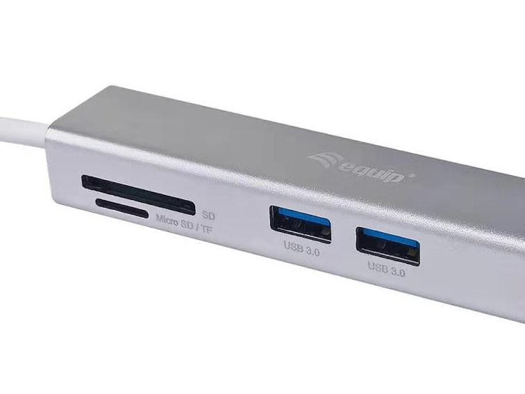 Equip Adapter USB-C->HDMI/2xUSB3.0/SD/TF 4K/ 30Hz 0.15m Alu.