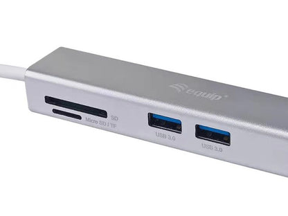 Equip Adapter USB-C->HDMI/2xUSB3.0/SD/TF 4K/ 30Hz 0.15m Alu.