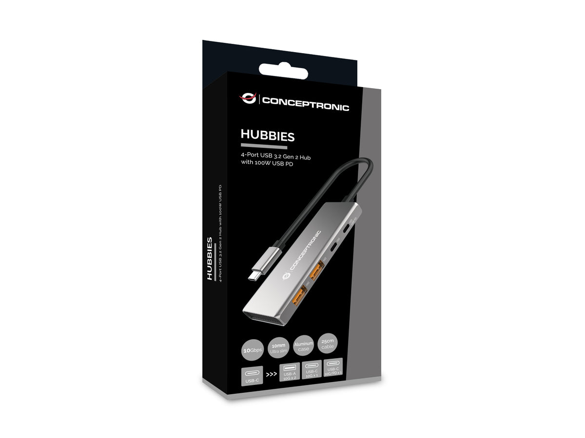 CONCEPTRONIC  4-1 Dock USB-C->2xUSB-C/2xUSB-A/100WPD 25cm gr