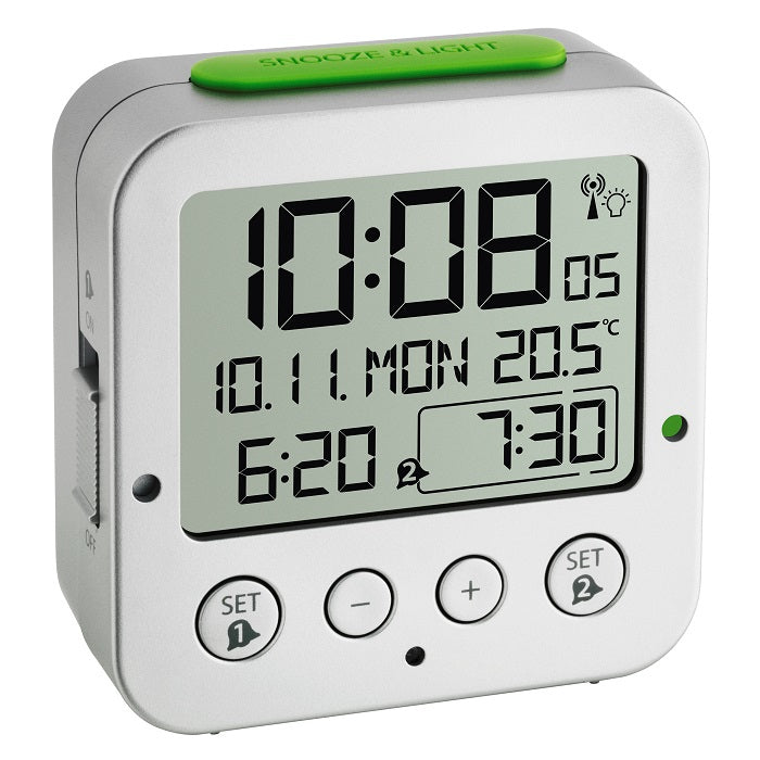 TFA 60,2528,54 Bingo      silver RC Alarm Clock with Temperatur