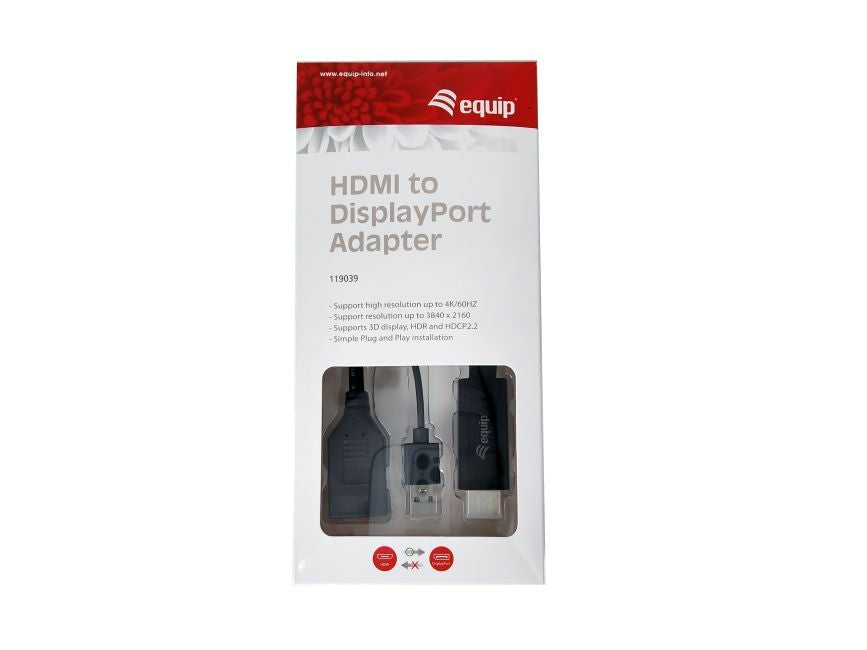 Equip HDMI->DP/USB-A            4K/60Hz Bu/St  0.15m schwarz