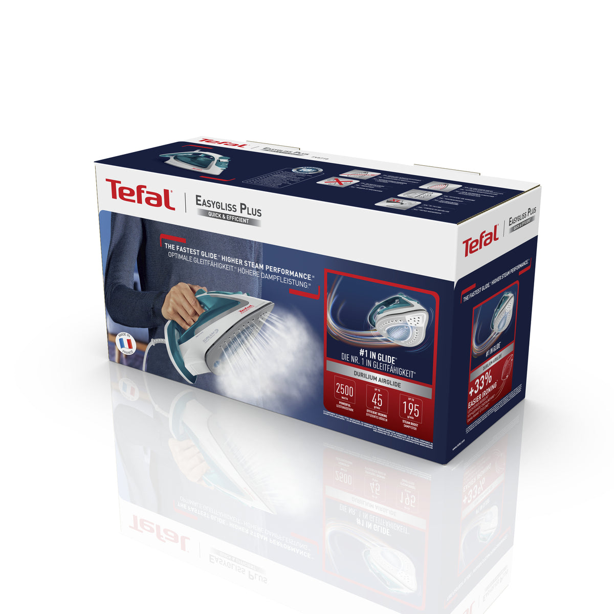 Tefal EasyGliss Plus FV5718 Dry & Steam Iron, Durilium Soleplate, 2400 W, Turquoise/White