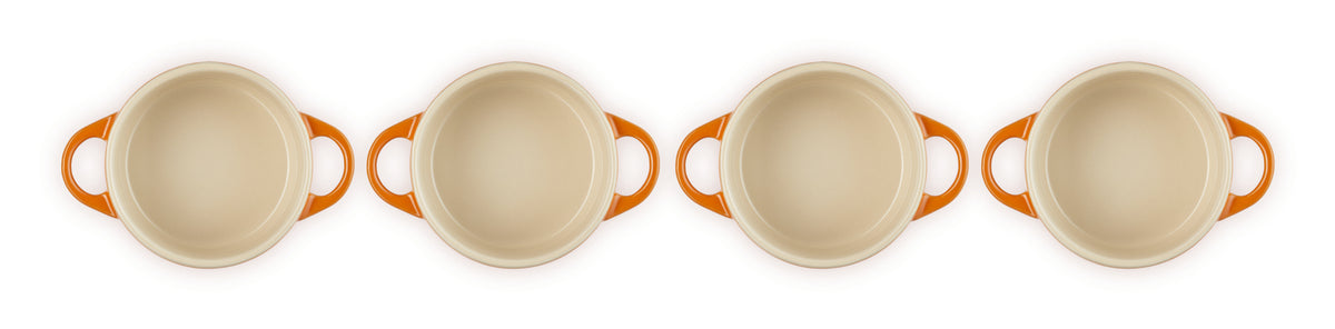 Σετ από 4 μικρές πήλινες κατσαρόλες Le Creuset 10x5 εκ. σε ηφαιστειακό χρώμα