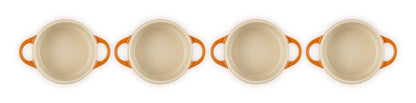 Σετ από 4 μικρές πήλινες κατσαρόλες Le Creuset 10x5 εκ. σε ηφαιστειακό χρώμα