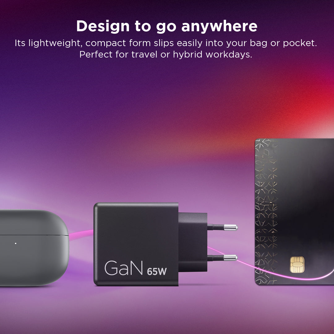 Lenovo Dual USB-C 65W GaN Charger Universal Black AC Indoor