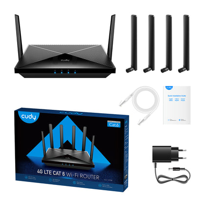 Cudy LT700 ασύρματος δρομολογητής Gigabit Ethernet διπλής ζώνης (2,4 GHz / 5 GHz) 4G μαύρος