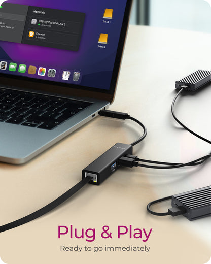 IcyBox USB 3.2 Gen1 4-in-1 Hub & Gigabit LAN Adapter (Retail)