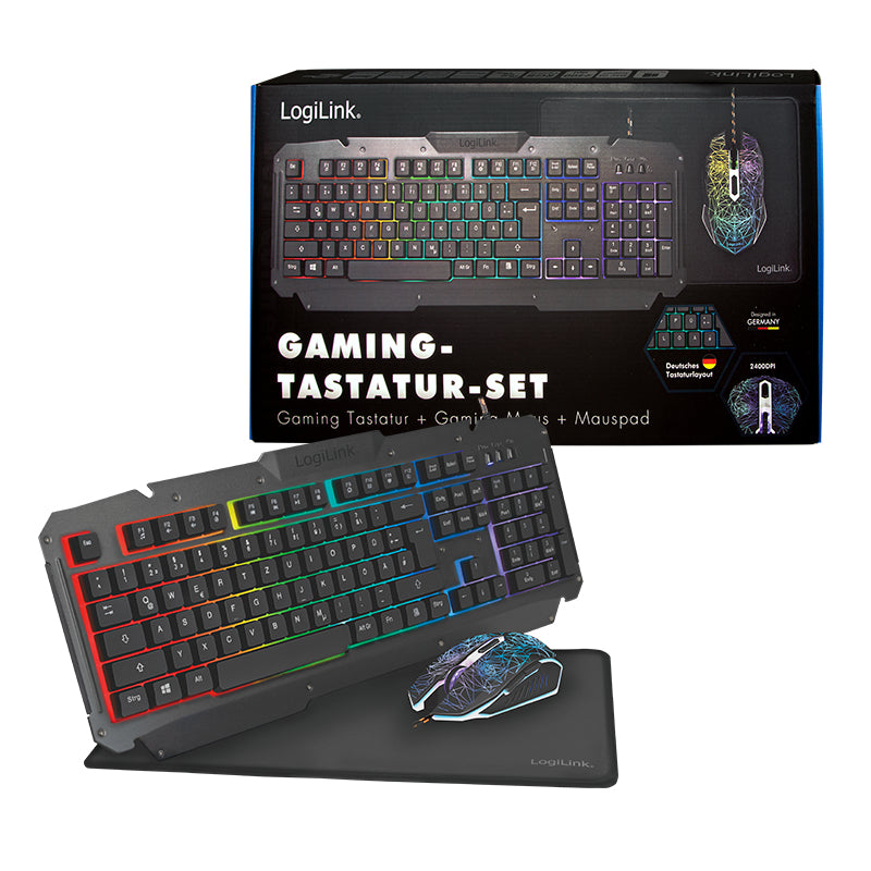 Logilink Gaming-Set aus Tastatur, Maus und Mauspad
