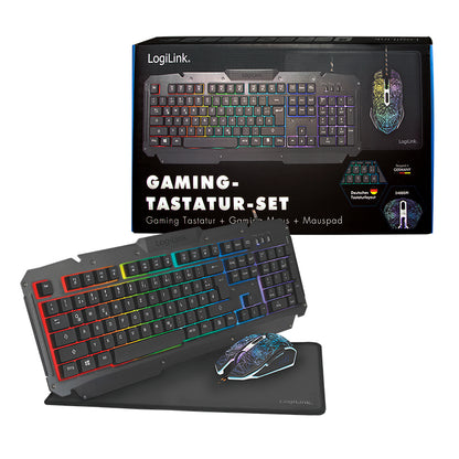 Logilink Gaming-Set aus Tastatur, Maus und Mauspad