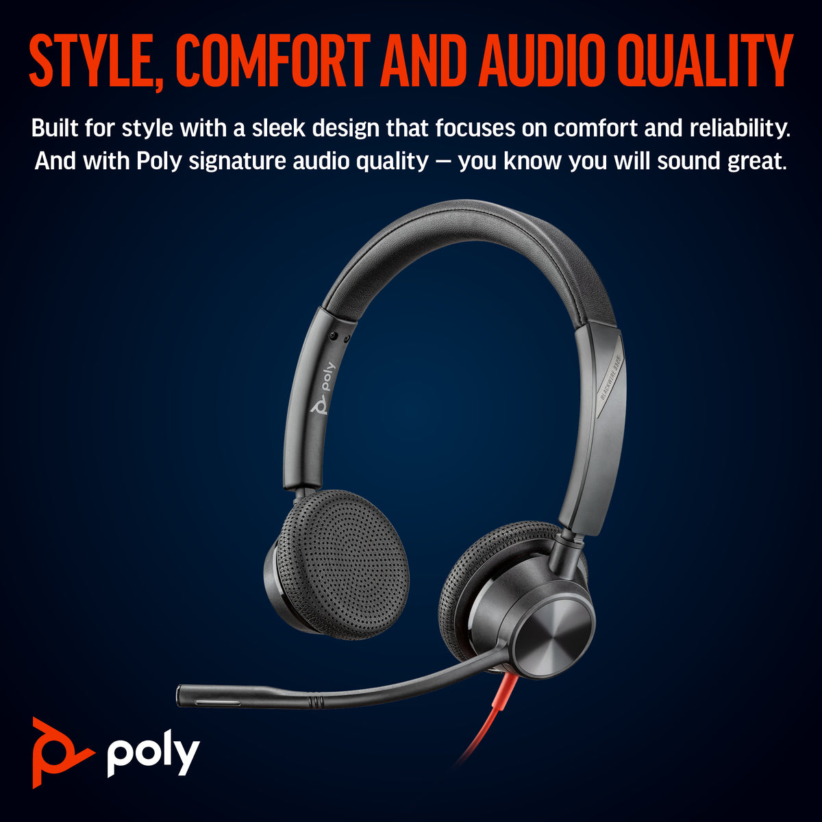 Poly Headset Blackwire 3325 Stereo USB-C + 3.5mm + USB C/A-A