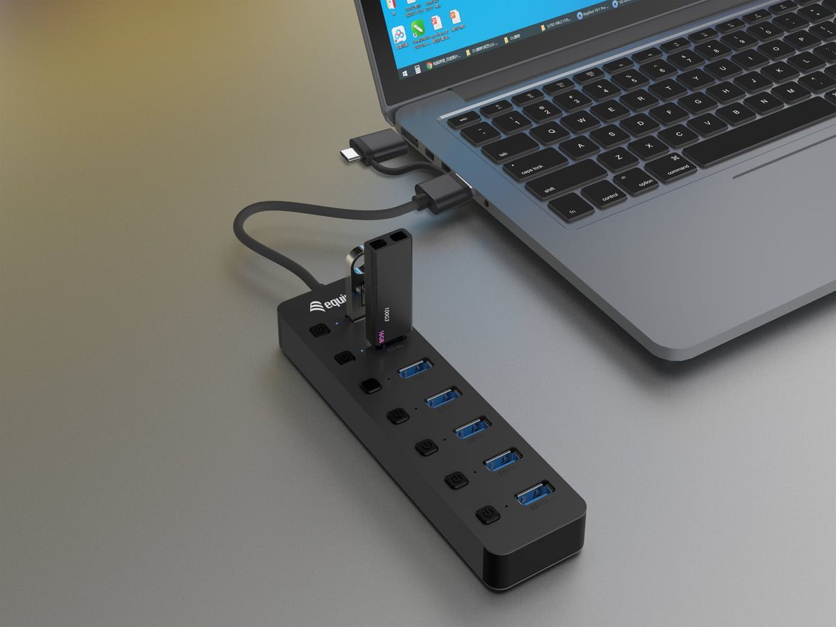 Equip 7-Port USB-A3.2-Hub->7xUSB-A 3.2 +USB-C Adapter  5Gbps