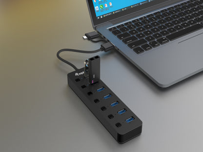 Equip 7-Port USB-A3.2-Hub->7xUSB-A 3.2 +USB-C Adapter  5Gbps
