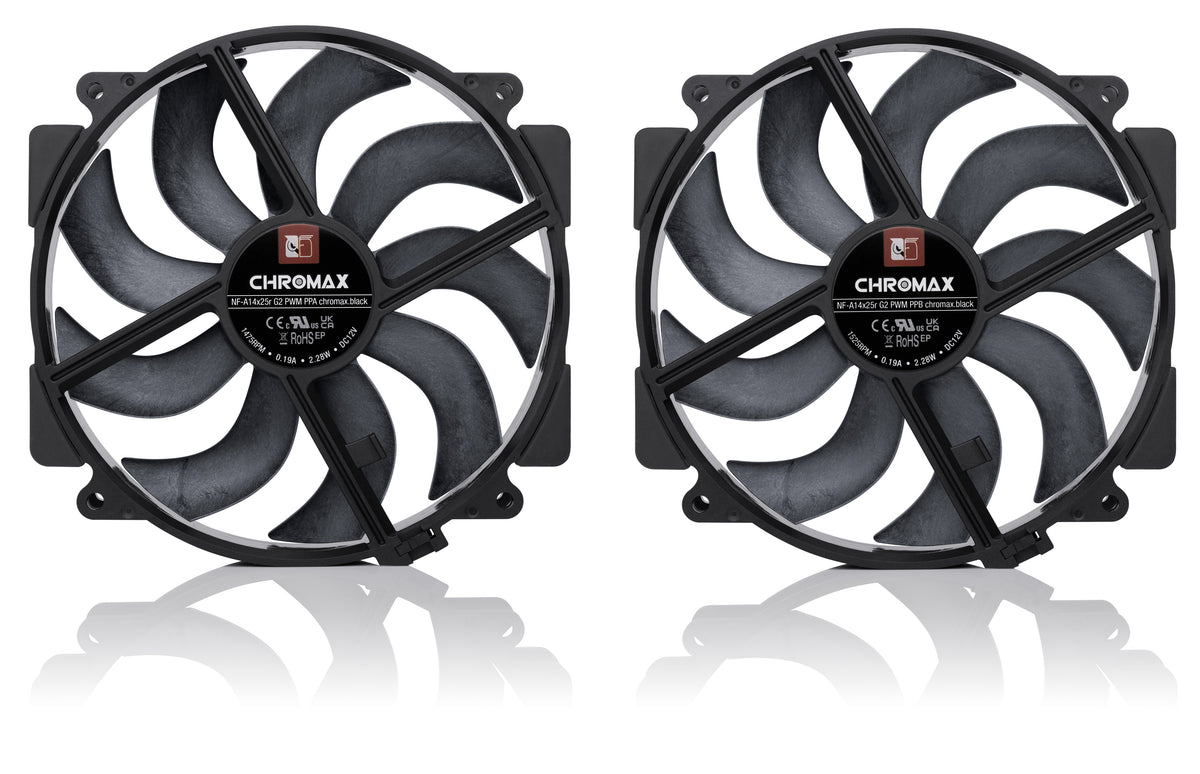 Σετ διπλού ανεμιστήρα NF-A14x25r G2 PWM Sx2-PP chromax.black - μαύρο