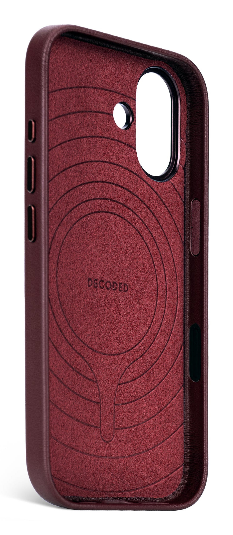 Decoded Leather Backcover for iPhone 17 in Dark Ruby