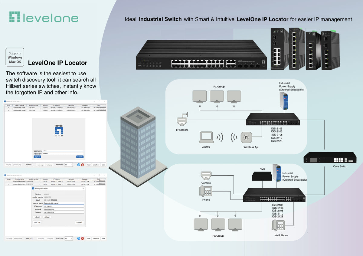 Διακόπτης LevelOne 8x GE IGS-2108 RJ45, 10/100/1000Mbps