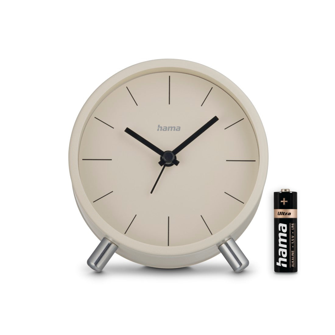 Hama Flores Radio Clock — Analog Silent Sweep, Grey/Beige — Model 222229