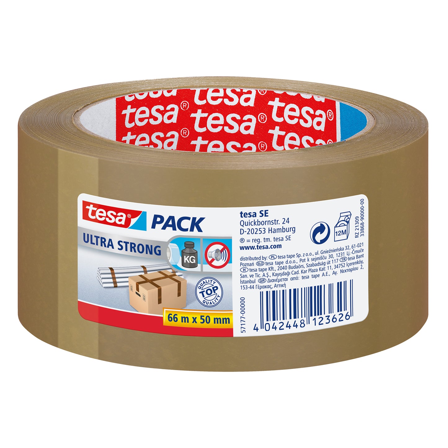 Tesa Packaging Tape 66m x 50mm Ultra strong brown 57177