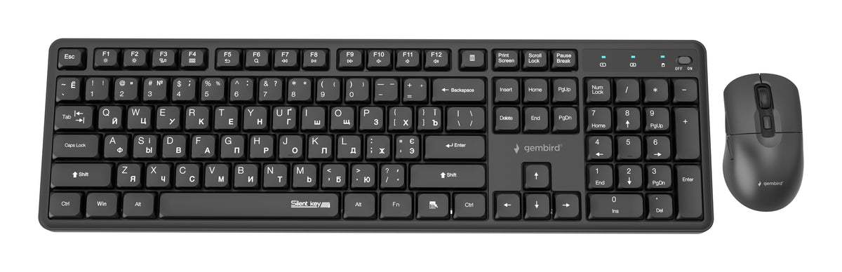 Gembird KBS-WMS-01-CYRL Silent key Pro Business wireless desktop set, black, RU layout