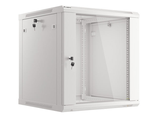 Lanberg wall-mounted installation rack cabinet 19'' 12U 600x600mm gray (glass door)
